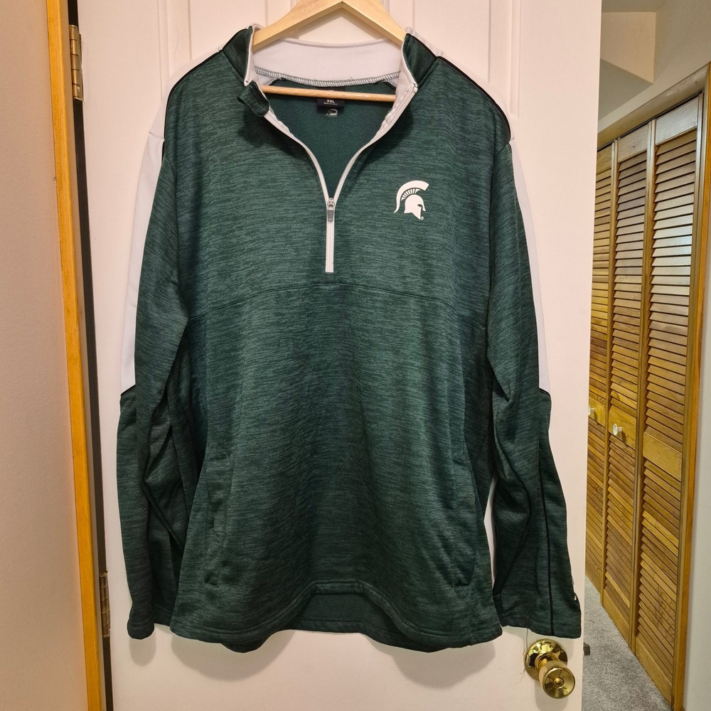 Colosseum Michigan State Spartans XXL Green Heathered Quarter Zip Pullover Mens